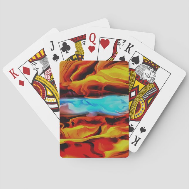 Hot And Cold Elements Acrylic Pour Abstract  Playing Cards (Back)