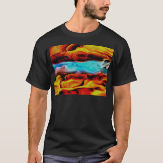 Hot And Cold Elements Acrylic Pour Abstract  T-Shirt