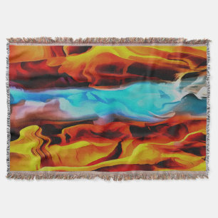 Hot And Cold Elements Acrylic Pour Abstract Throw Blanket