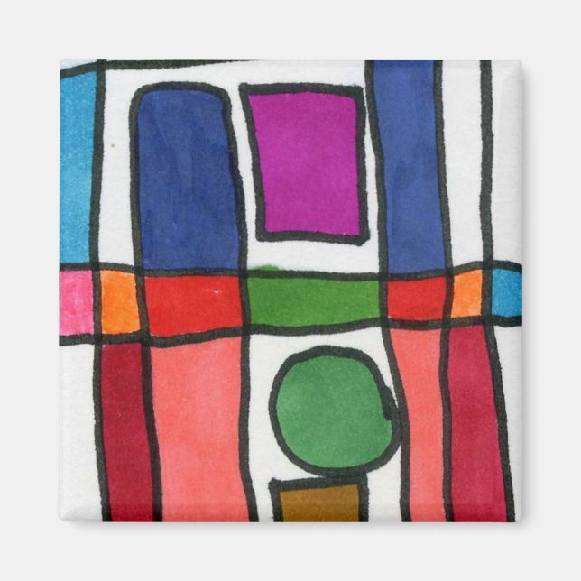 Hot and cold rectangle stripe with circle accent magnet (Front)