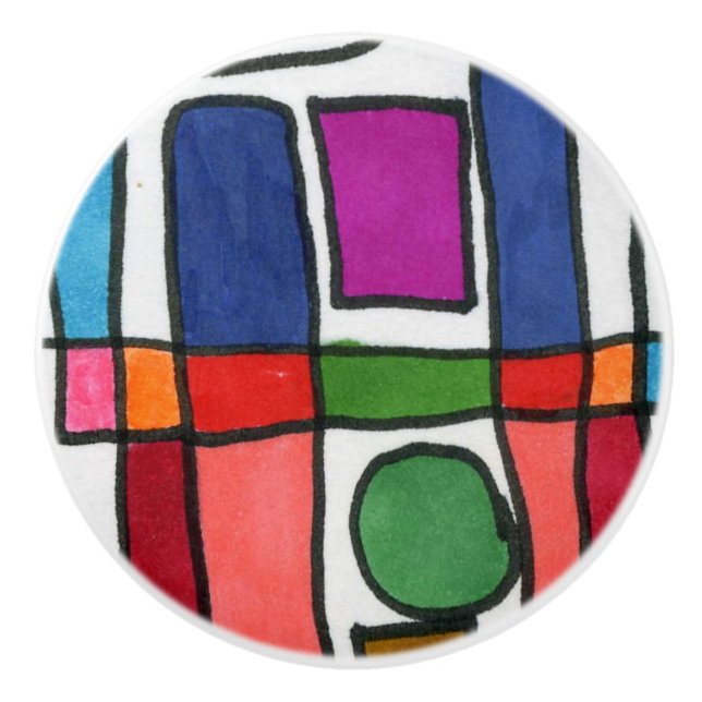 Hot and cool rectangle stripe with circle accent ceramic knob (Front)