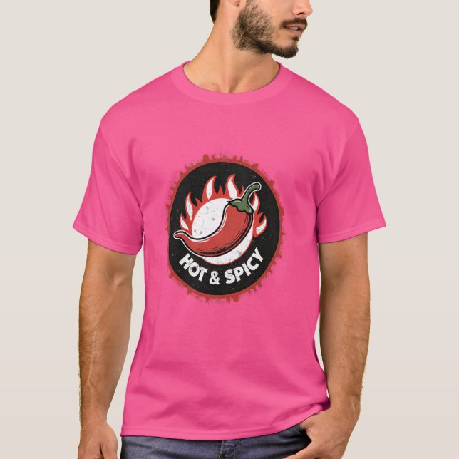 Hot and Spicy Funny Chilli Pepper Design T-Shirt (Front)