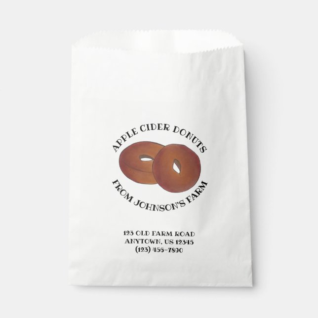 Hot Apple Cider Doughnuts Doughnuts Farmstand Bake Favour Bags (Front)