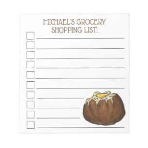 Hot Baked Idaho Potato Personalized Grocery List Notepad