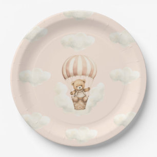 Hot Balloon Teddy Bear Girl Baby Shower Plates