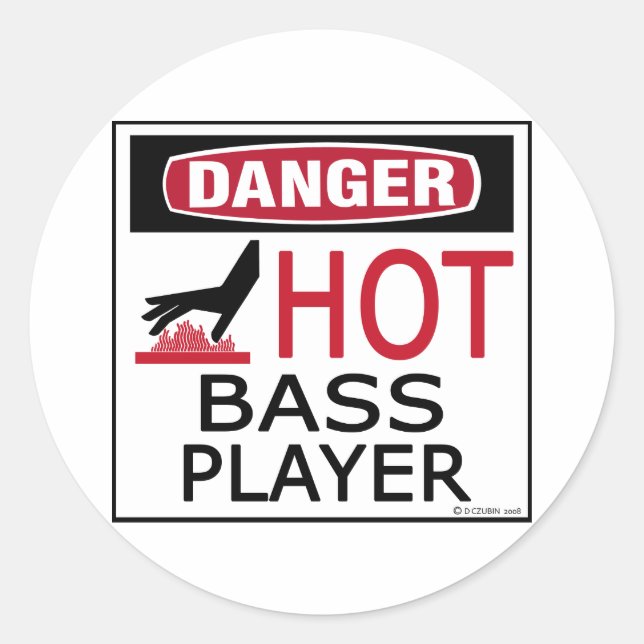 Hot Bass Player Classic Round Sticker (Front)
