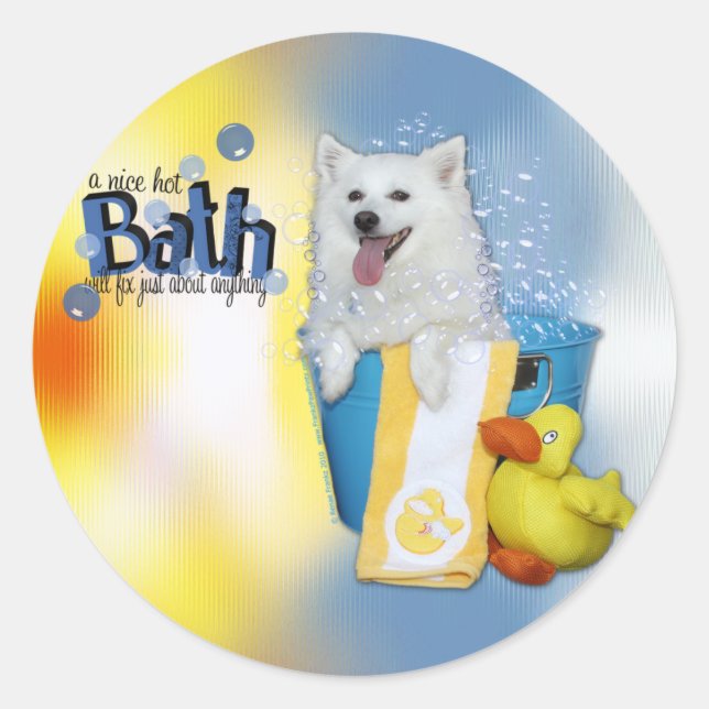 Hot Bath - American Eskimo - Maya Classic Round Sticker (Front)