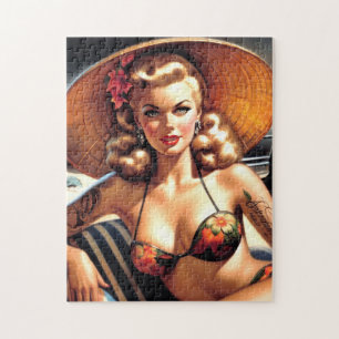 Hot Beach Pin-up Jigsaw Puzzle