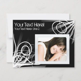 Hot Black and White Swirl Photo Party Invitation