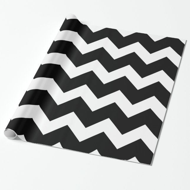 Hot Black Chevron Wrapping Paper (Unrolled)