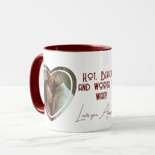 Hot Black Custom Heart Shape Photo I Names Red Mug