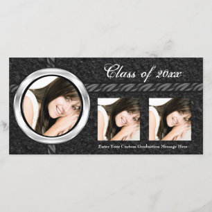 Hot Black Graduation Announcement Photo Card