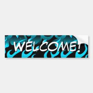 Hot blue flames bumper sticker