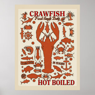Hot  Boiled Crawfish Sign