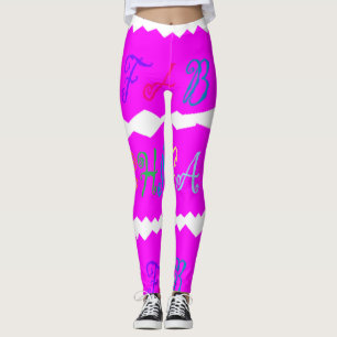 Hot bold glowing lipstick pink with letters leggings