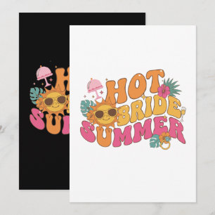 Hot Bride Summer Retro Tropical Bachelorette Party Invitation