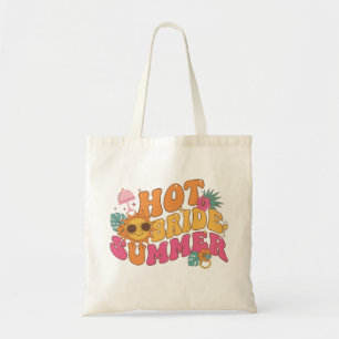 Hot Bride Summer Retro Tropical Bachelorette Party Tote Bag