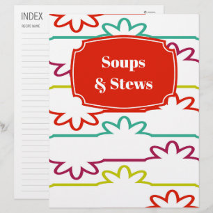 Hot & Bright Line Drawing Recipe Divider/Index