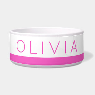 Hot Bright Pink Modern Striped Custom Pet Name