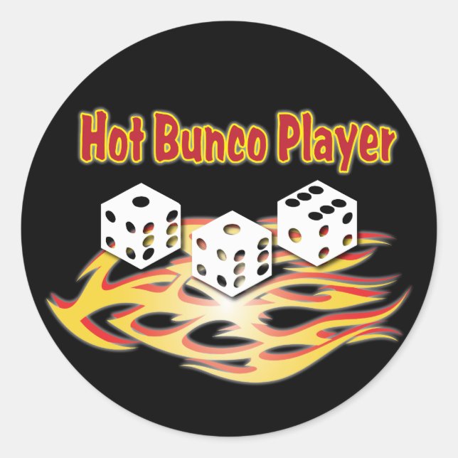 hot bunco player classic round sticker (Front)