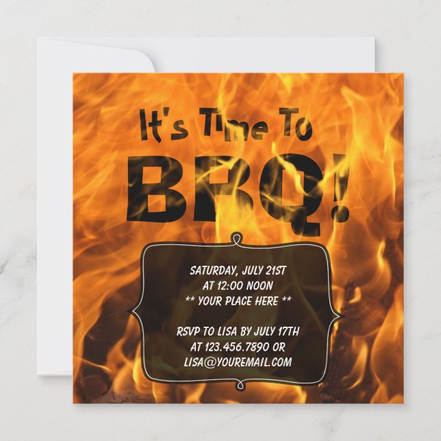 Hot Burning Fire BBQ Summer Party Invitation (Front)
