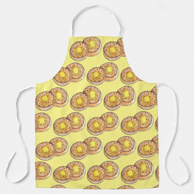 Hot Buttered Crumpets UK Cuisine British Food Apron (Front)