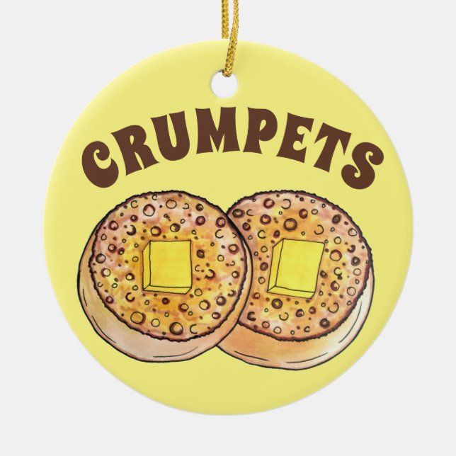 Hot Buttered Crumpets UK Cuisine British Food Ceramic Tree Decoration (Front)