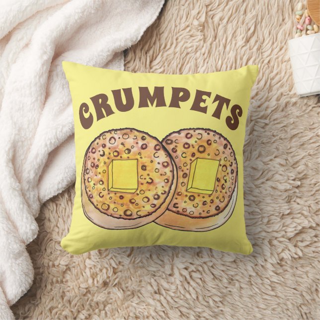 Hot Buttered Crumpets UK Cuisine British Food Cushion (Blanket)