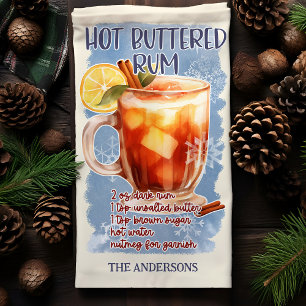 Hot Buttered Rum Christmas Cocktail Recipe Tea Towel