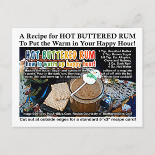 HOT BUTTERED RUM RECIPE POSTCARD