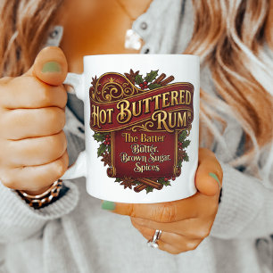 Hot Buttered Rum Vintage Recipe Label Coffee Mug