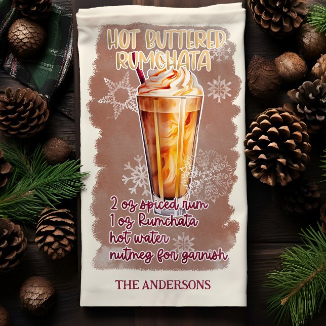 Hot Buttered Rumchata Christmas Cocktail Recipe Tea Towel (Creator Uploaded)