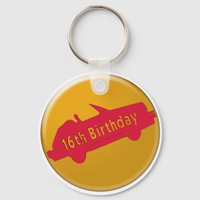 Hot Car 16th Birthday Gifts Key Ring (Front)