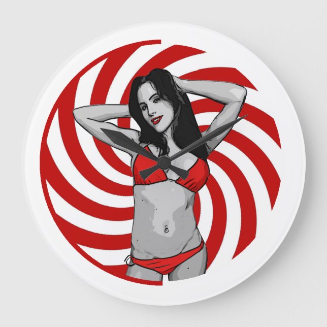 Hot Cartoon Bikini Babe Large Clock (Front)