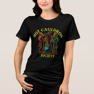Hot Cauldron Society   Retro Witch Coven Halloween Tri-Blend Shirt