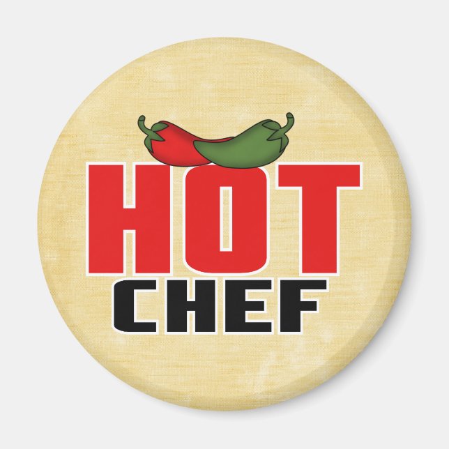 Hot Chef ( Red and Green Peppers) Magnet (Front)