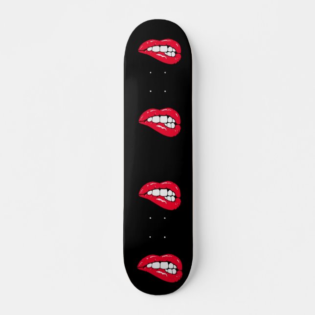 Hot Cherry Lips Black Liquorice Pop Art Deck Skateboard (Front)
