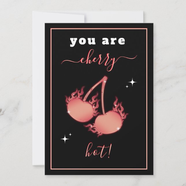 Hot Cherry Pun Romantic Valentine's Day Girlfriend Holiday Card (Front)
