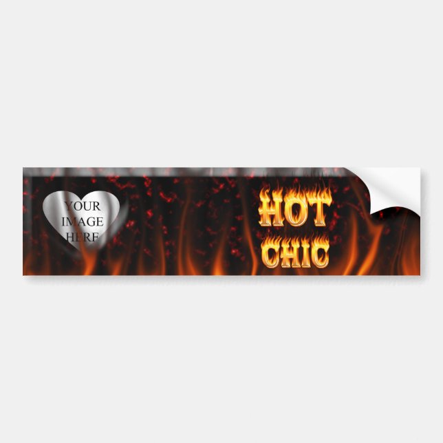 Hot Chic fire and red marble heart. Bumper Sticker (Front)