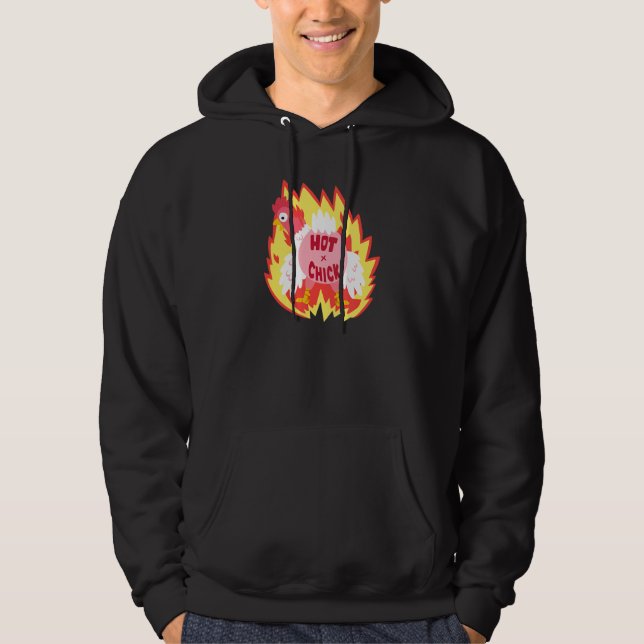 Hot Chick On Fire Chicken Hoodie (Front)