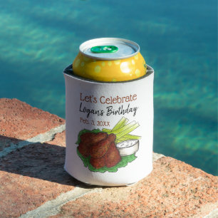 Hot Chicken Wings Let's Celebrate Birthday Party Can Cooler