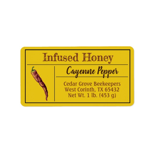 Hot Chili Pepper Infused Honey Label (Front)