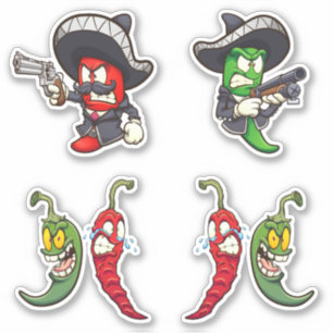 Hot Chilis - Green & Red Peppers Sticker