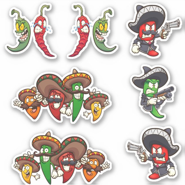 Hot Chilis - Mexican Peppers Sticker (Front)