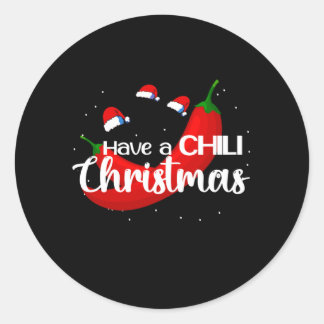 Hot Chilli Pepper Christmas Design, Unisex Classic Round Sticker