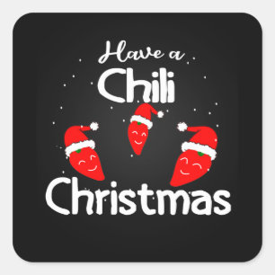 Hot Chilli Pepper Christmas Design, Unisex Square Sticker