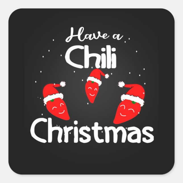 Hot Chilli Pepper Christmas Design, Unisex Square Sticker (Front)