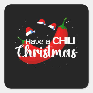 Hot Chilli Pepper Christmas Design, Unisex Square Sticker