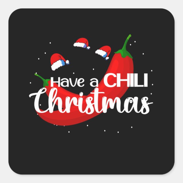 Hot Chilli Pepper Christmas Design, Unisex Square Sticker (Front)