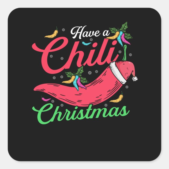 Hot Chilli Pepper Christmas Design, Unisex Square Sticker (Front)